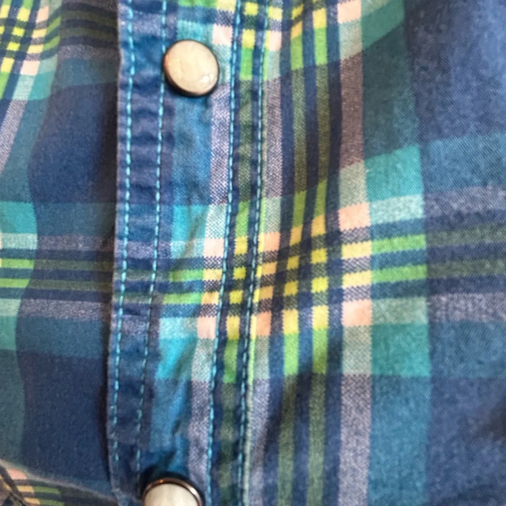 Original American Pearl Snap Blue Plaid Men's Shirt - Picture 2 of 9